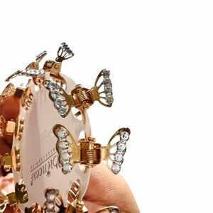 Y2K Rhinestone Mini Butterfly Gold Clips 10 CT prom wedding